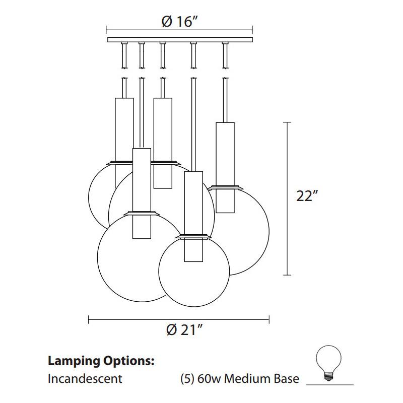 Bubbles Five Light Multi Pendant Light