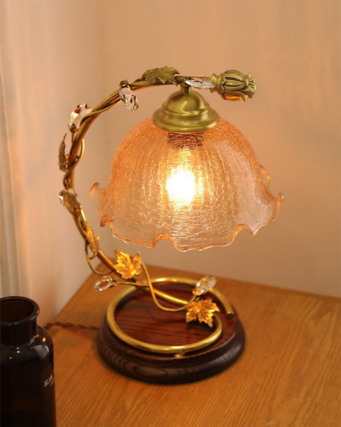 Cracked Glass Brass Table Lamp