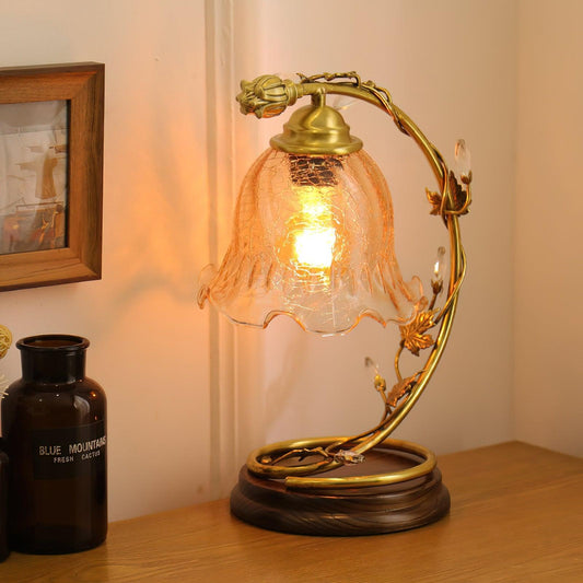 Cracked Glass Brass Table Lamp