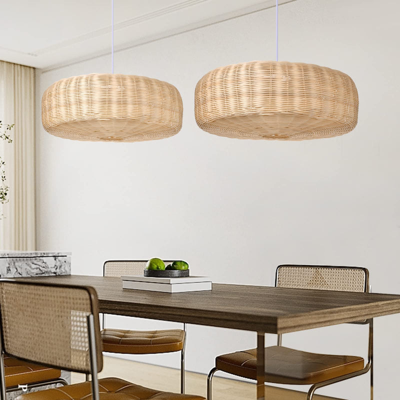 Woven Rattan Hanging Lamp Countryside Style Pendant Lighting