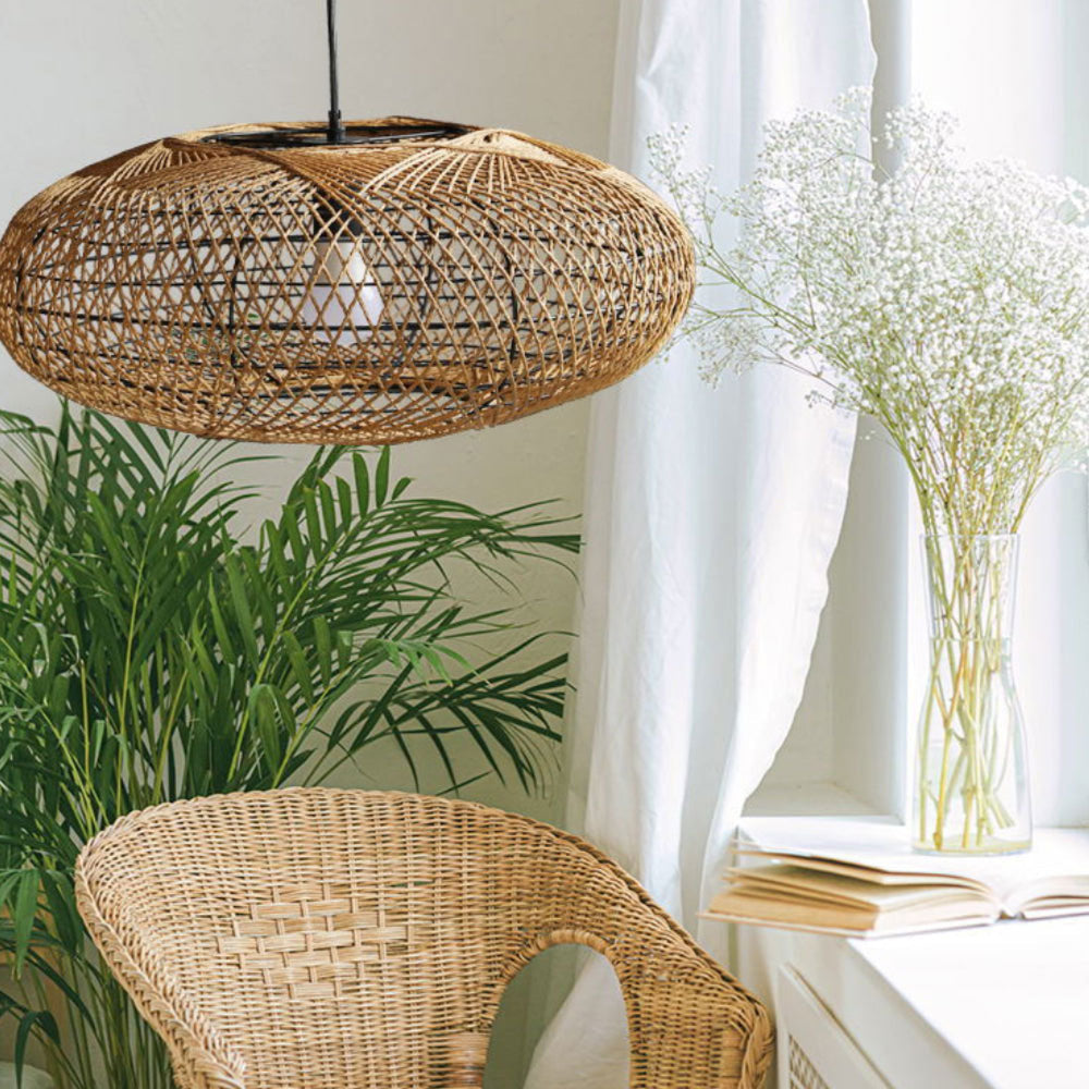 Boho Lantern Rattan Woven Pendant Light Lampshade