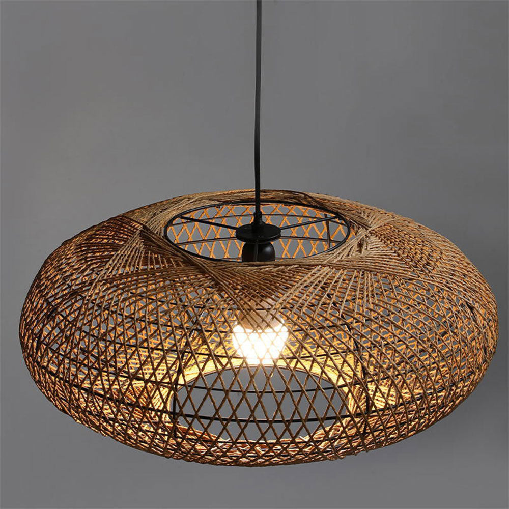 Boho Lantern Rattan Woven Pendant Light Lampshade