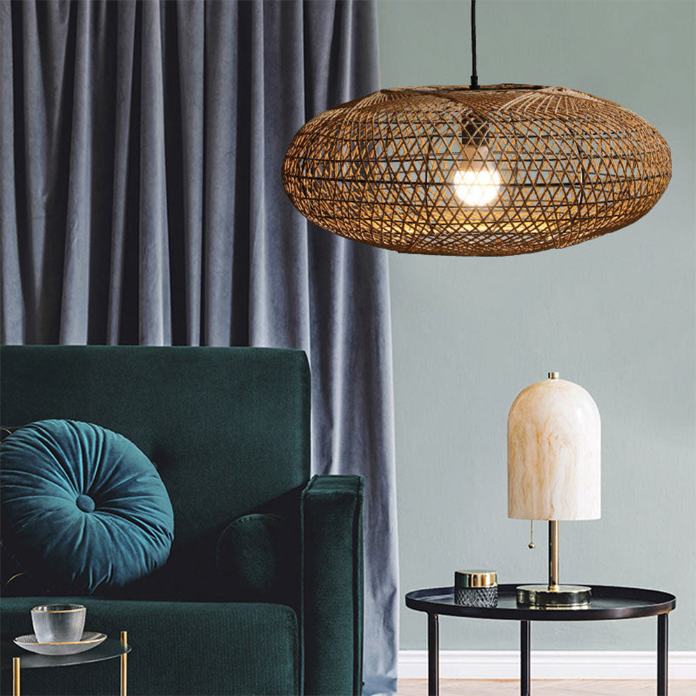 Boho Lantern Rattan Woven Pendant Light Lampshade