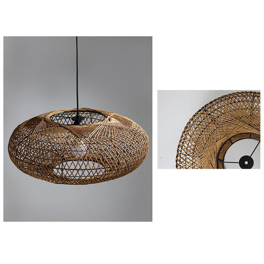 Boho Lantern Rattan Woven Pendant Light Lampshade