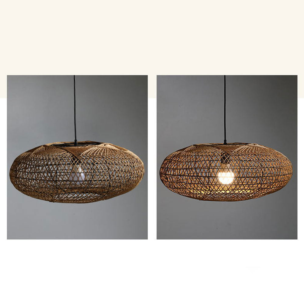 Boho Lantern Rattan Woven Pendant Light Lampshade