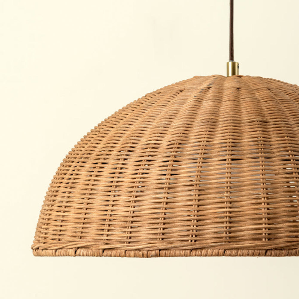 Simple Rattan Dome Pendant Light Wicker Hanging Lampshade