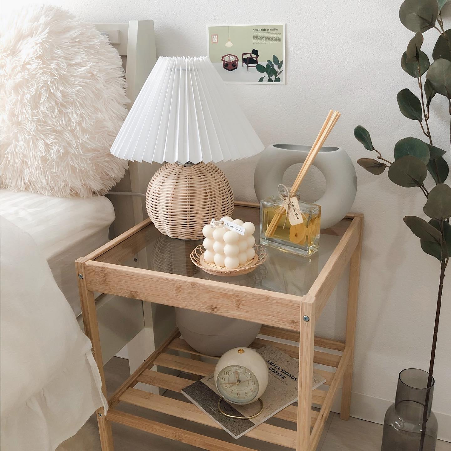 Rattan Pleated Built-in Battery Table lamp