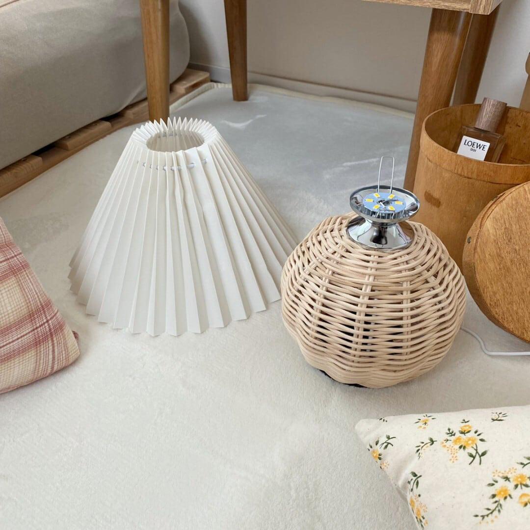 Rattan Pleated Built-in Battery Table lamp