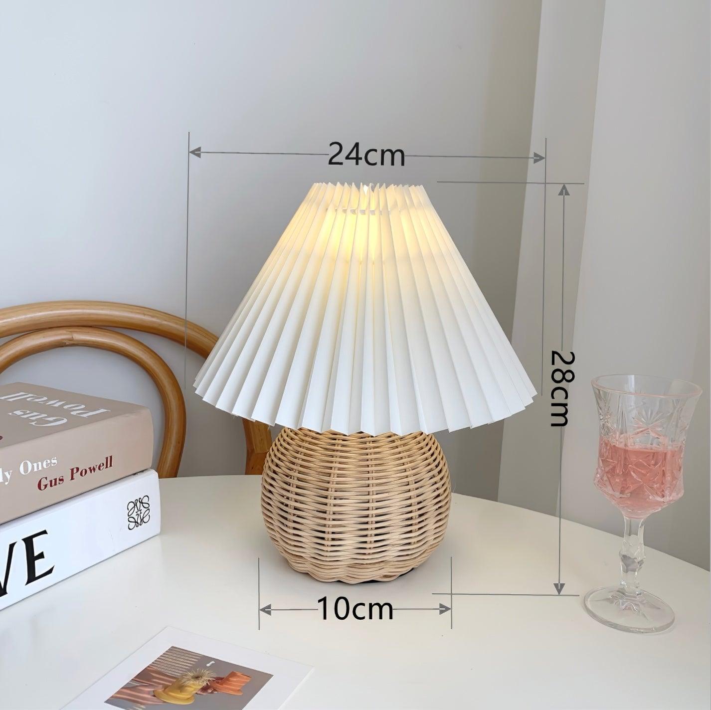 Rattan Pleated Built-in Battery Table lamp