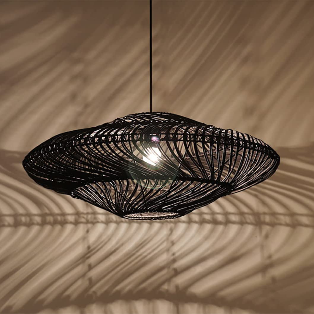 Black Pendant Light Kitchen Modern Pendant Lighting Rattan Wicker Light