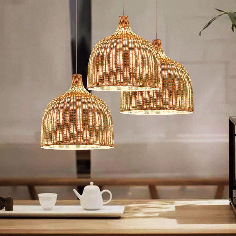 Rattan Bamboo Basket Dining Room Pendant Light