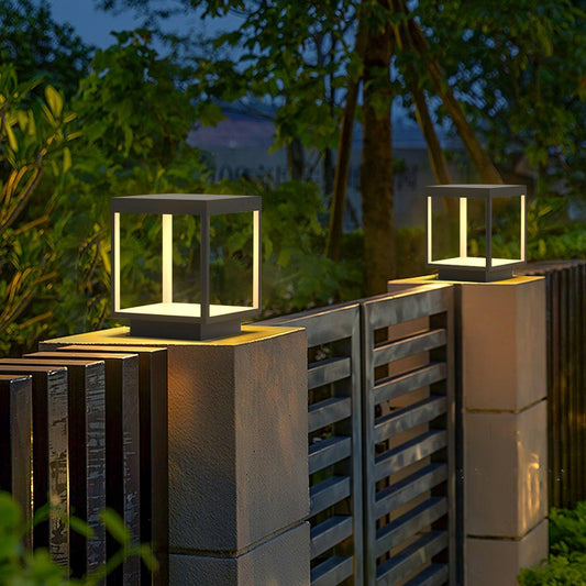 Square Frame Fence Post Garden Light