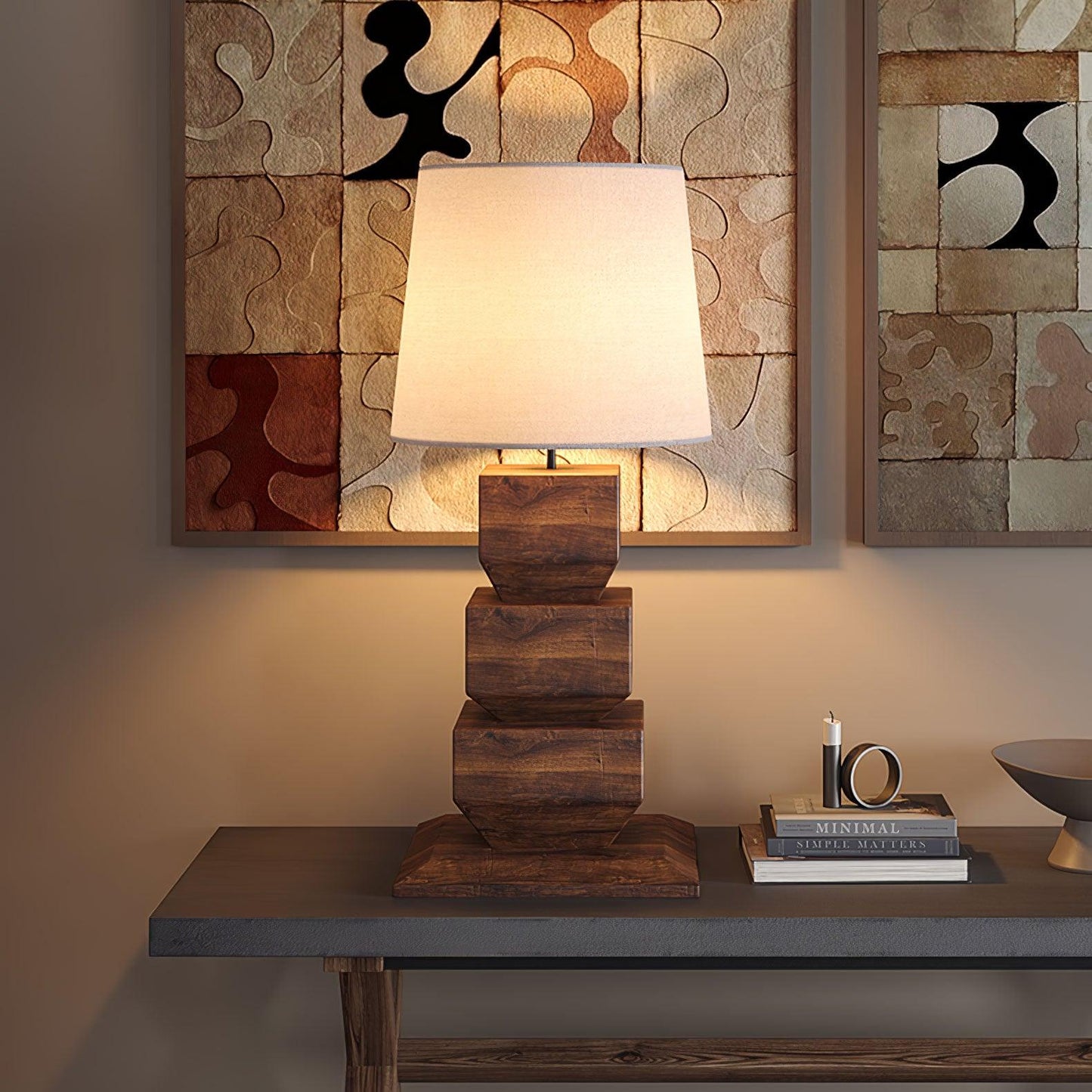 Stacked Wooden Table Lamp