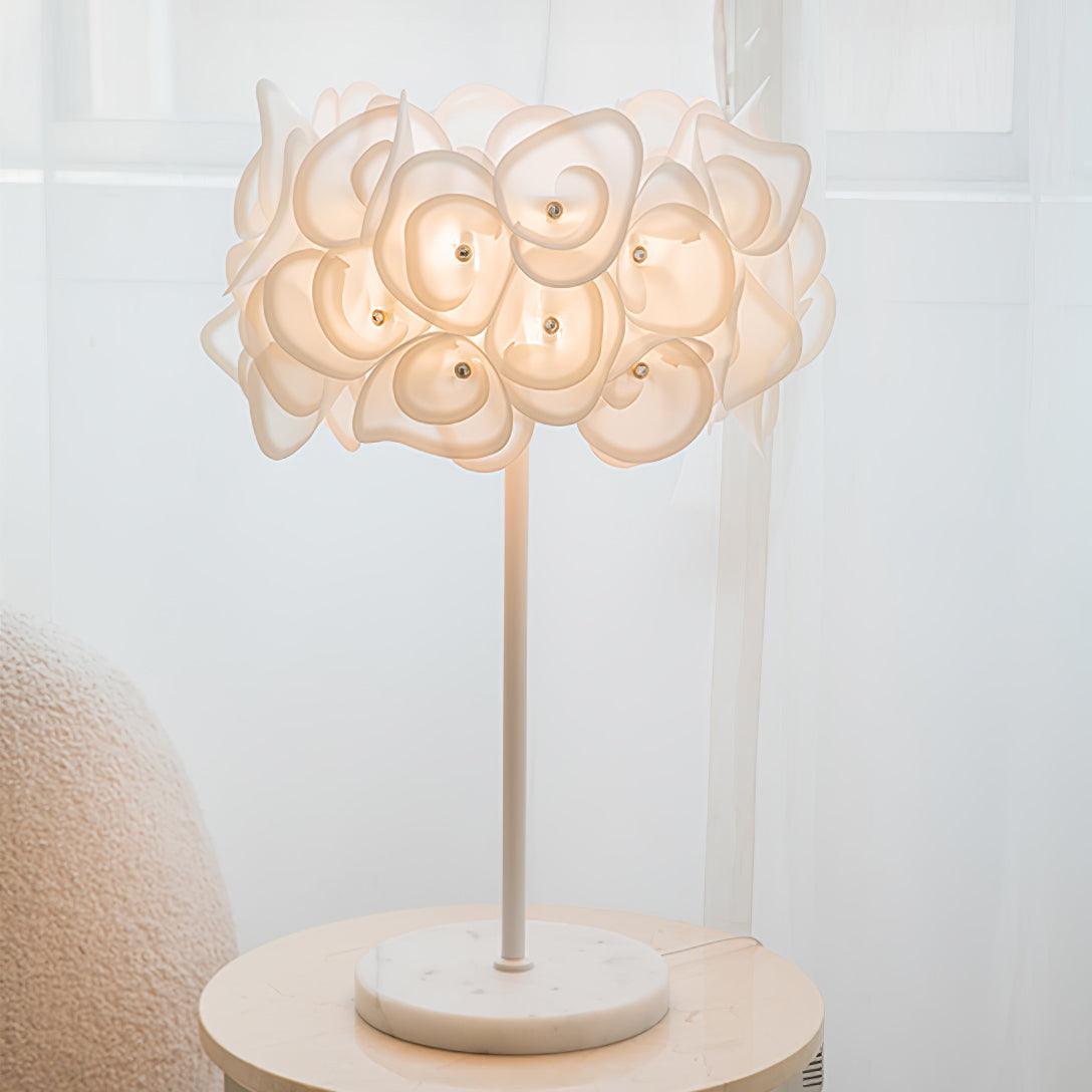 White Hydrangea Table Lamp