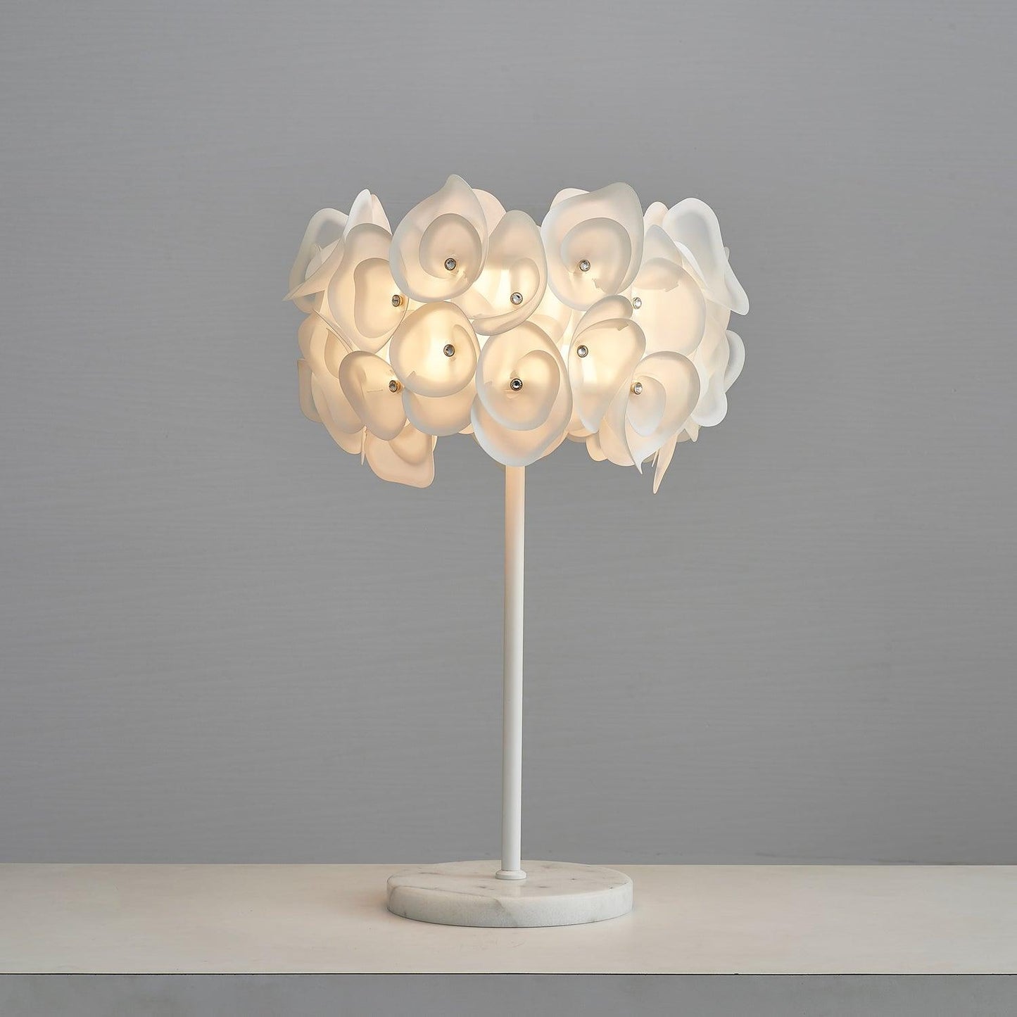 White Hydrangea Table Lamp