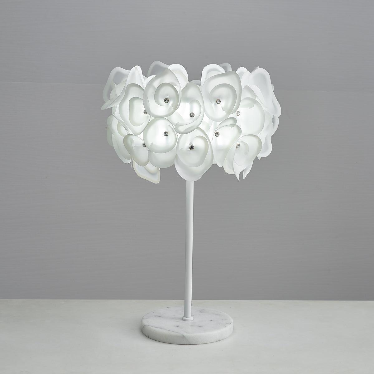 White Hydrangea Table Lamp