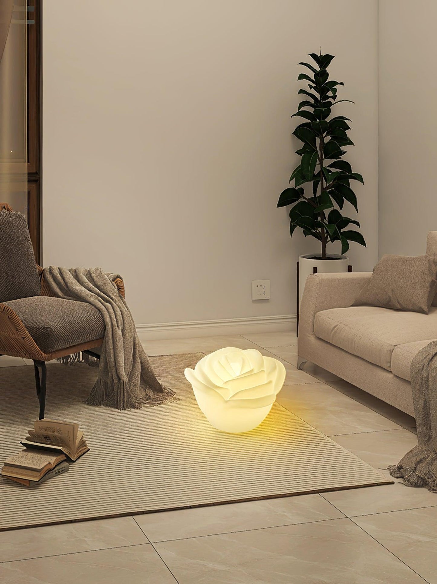 White Rose Shaped LED Table Lamp