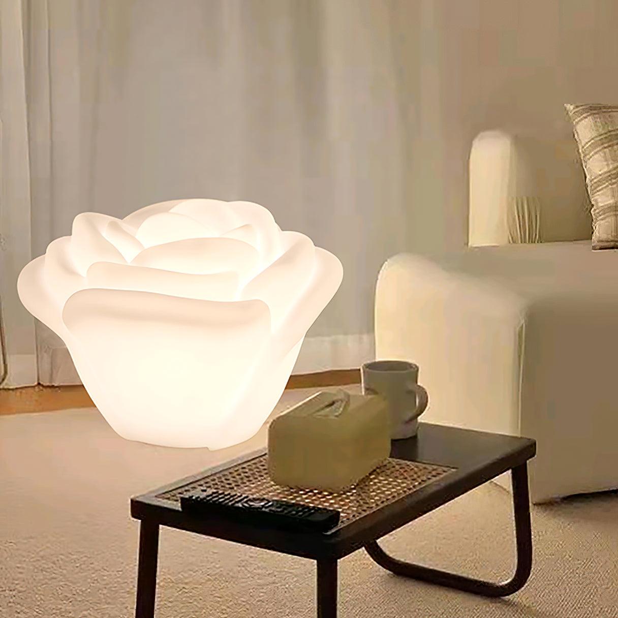 White Rose Shaped LED Table Lamp