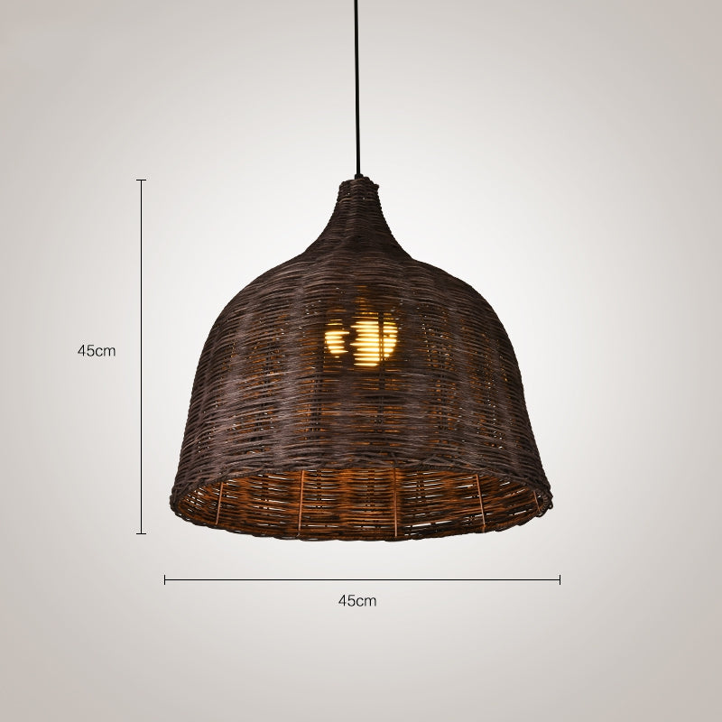 Rattan Bamboo Basket Dining Room Pendant Light