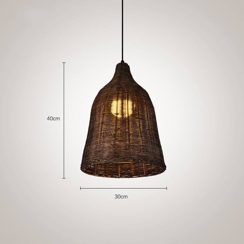 Rattan Bamboo Basket Dining Room Pendant Light