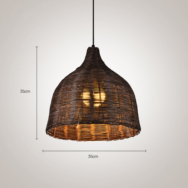 Rattan Bamboo Basket Dining Room Pendant Light