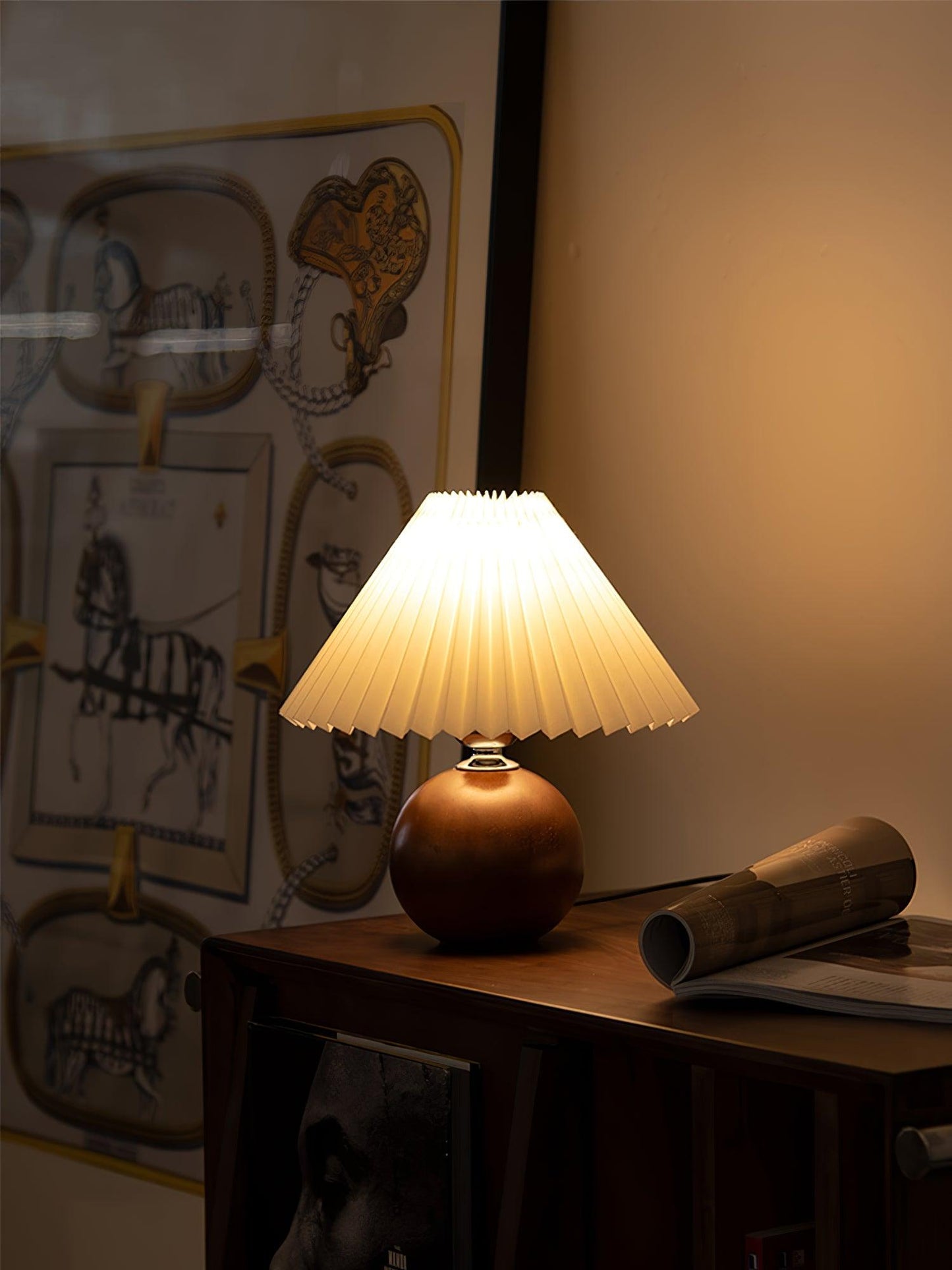 Wooden Pleated Table Lamp