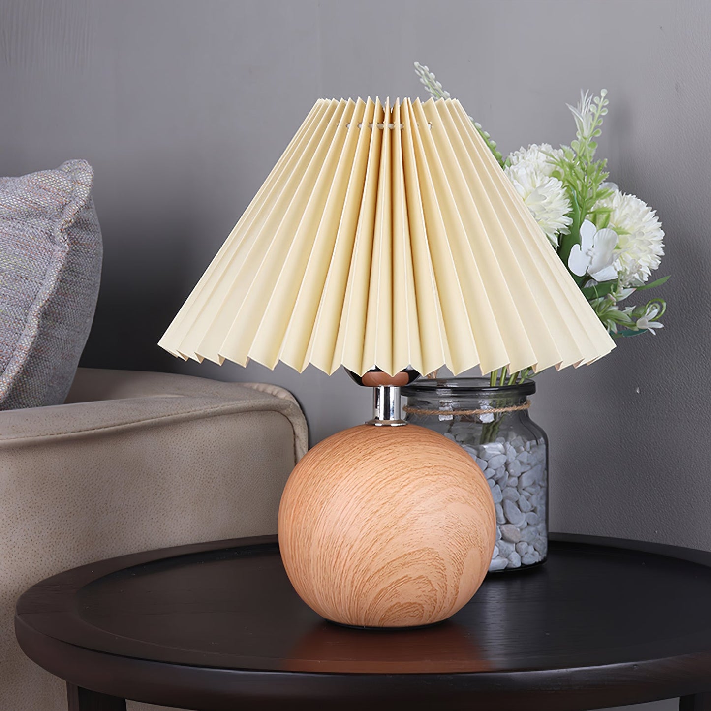 Wooden Pleated Table Lamp