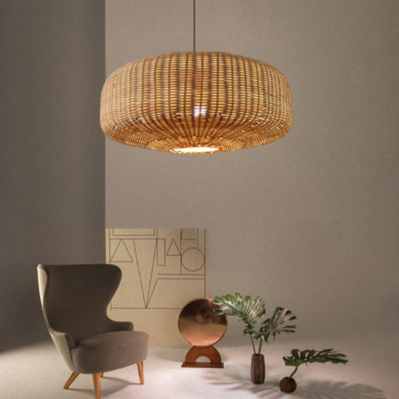 Woven Rattan Hanging Lamp Countryside Style Pendant Lighting