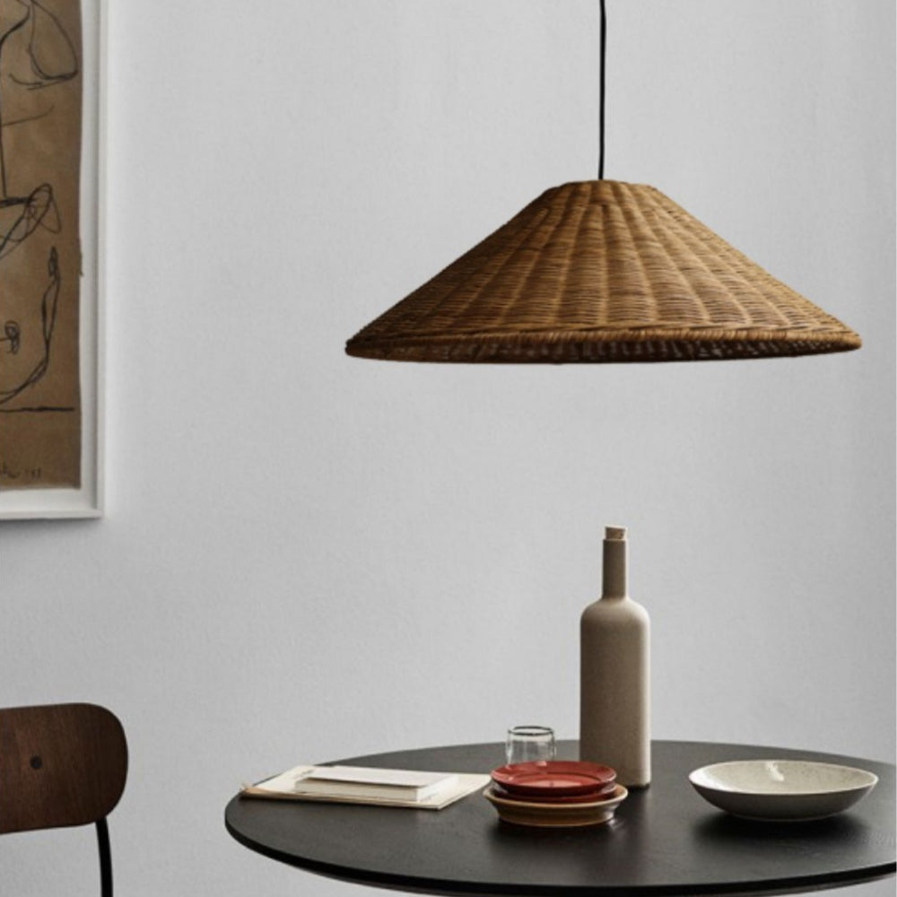 Woven Rattan Pendant Light Wicker Cone Lamp Shade