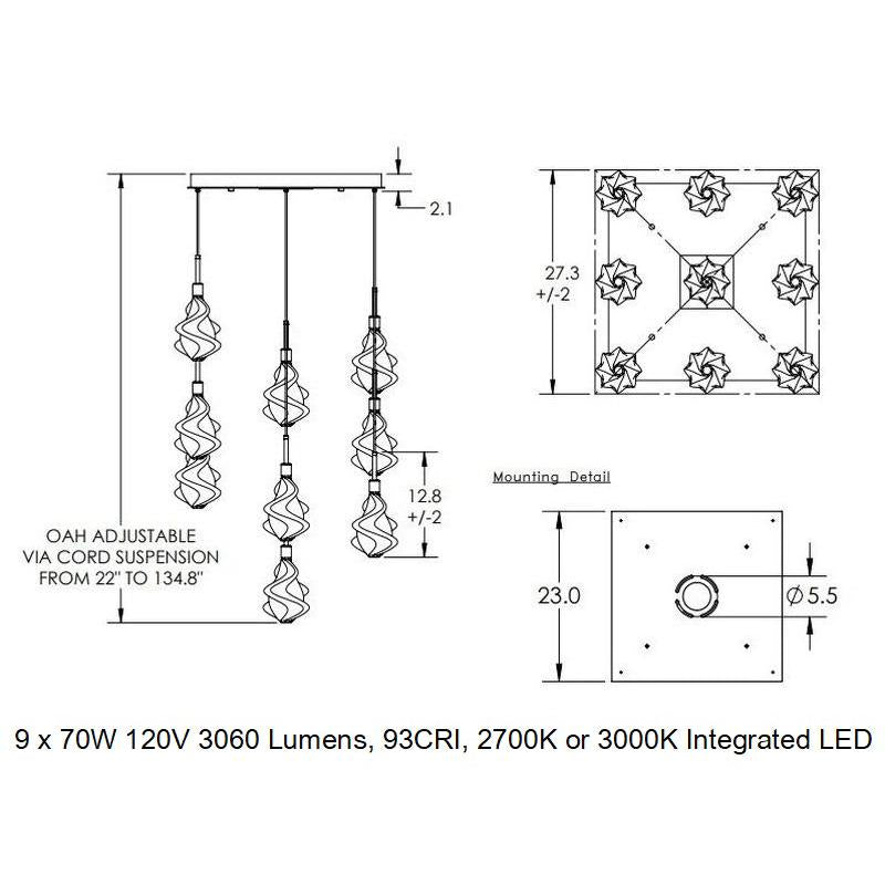 Blossom Square Multi-Light Pendant Light