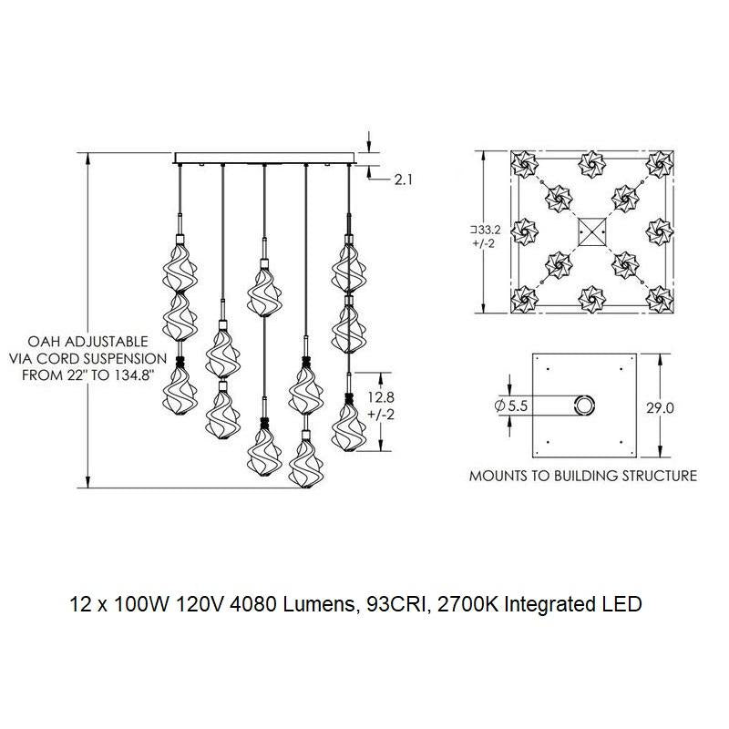 Blossom Square Multi-Light Pendant Light