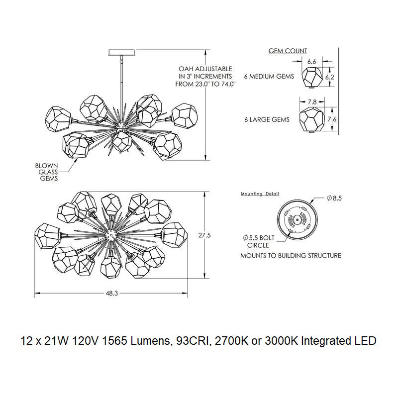 Gem Oval Starburst Chandelier