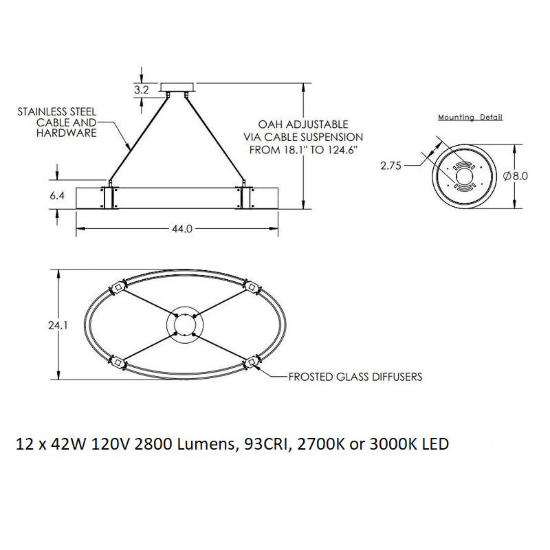 Parallel Oval Chandelier