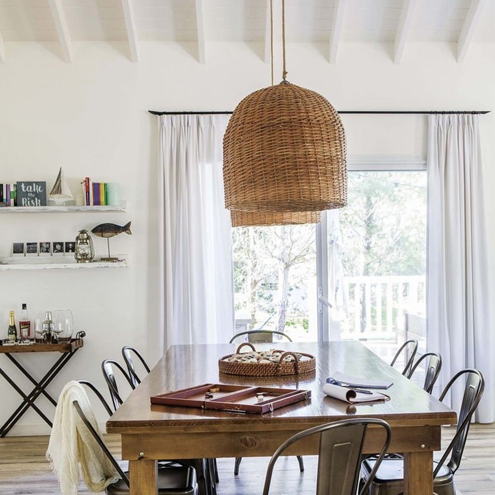 Woven Basket Rattan Pendant Light For Kitchen Island