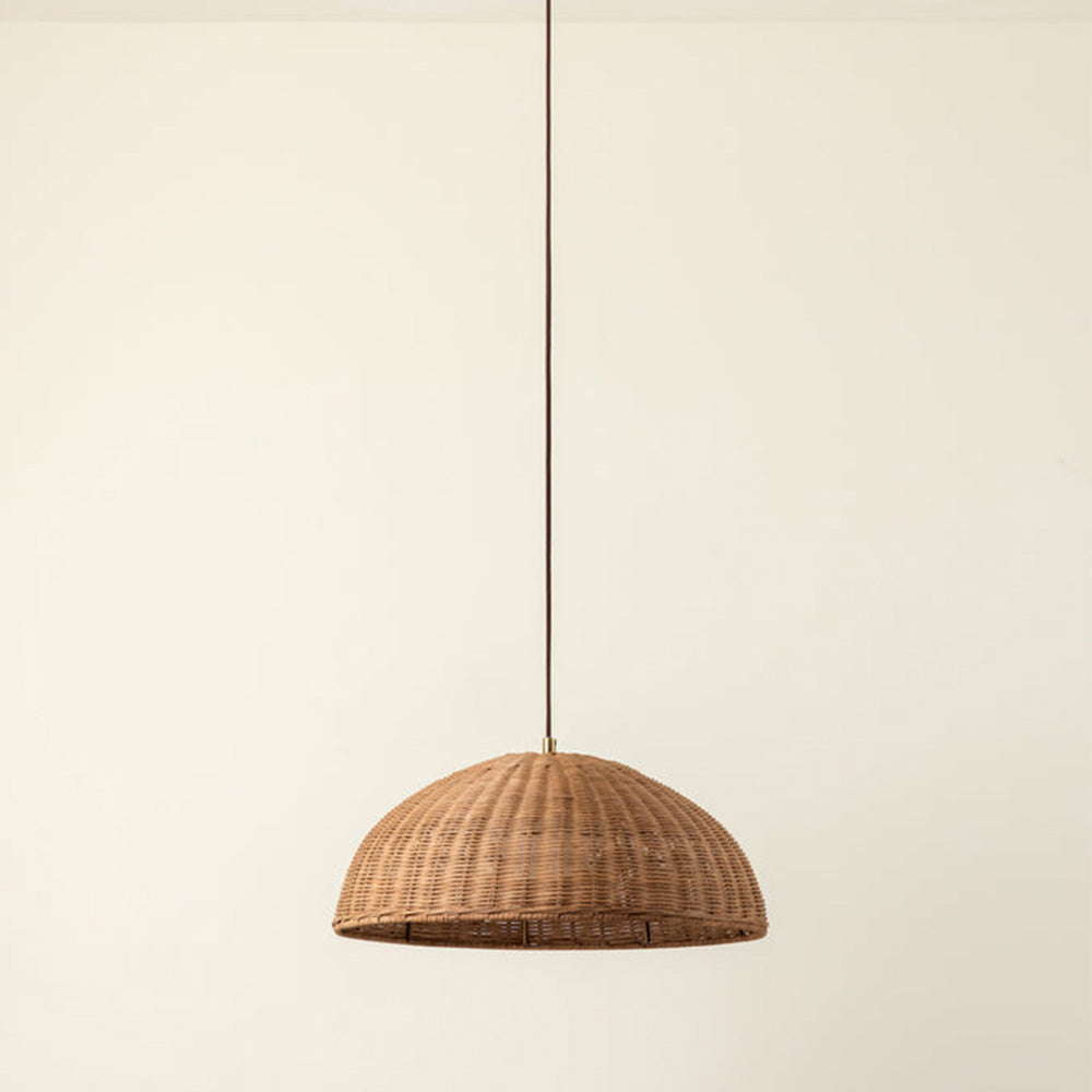 Simple Rattan Dome Pendant Light Wicker Hanging Lampshade