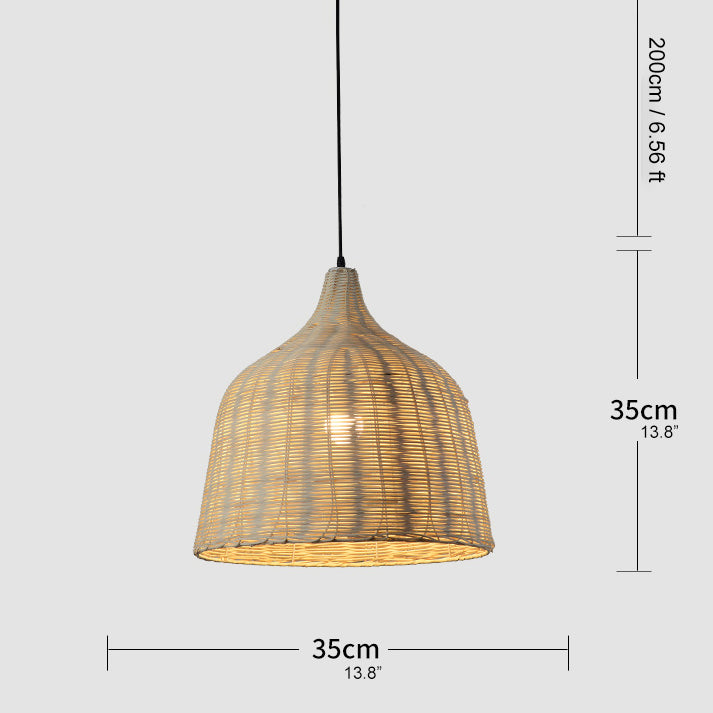 Rattan Bamboo Basket Dining Room Pendant Light