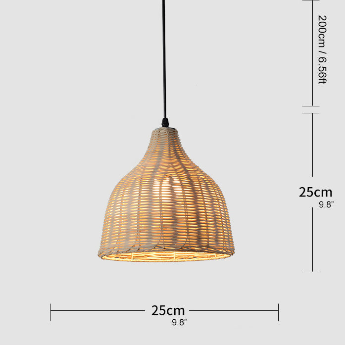 Rattan Bamboo Basket Dining Room Pendant Light