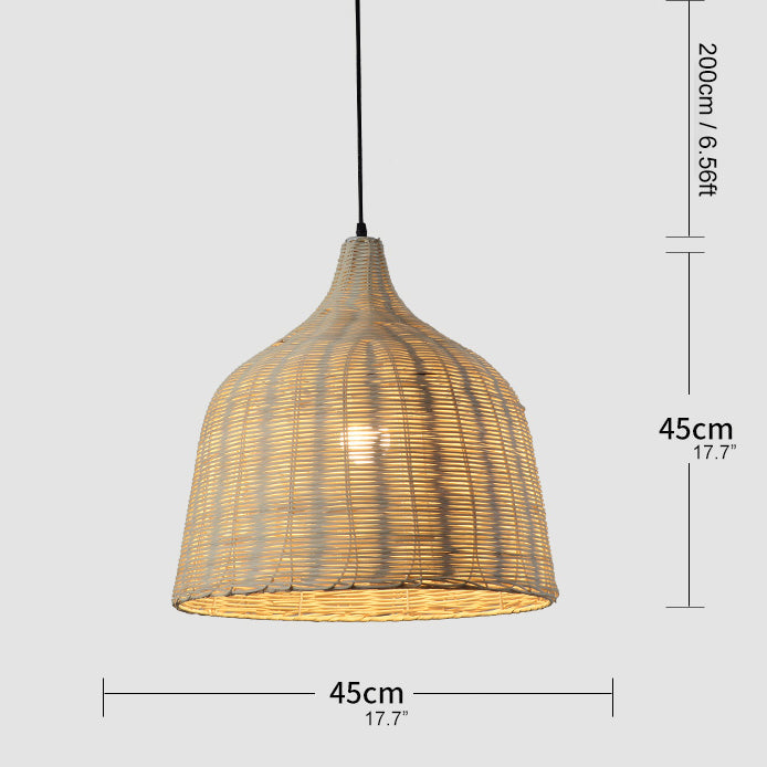 Rattan Bamboo Basket Dining Room Pendant Light