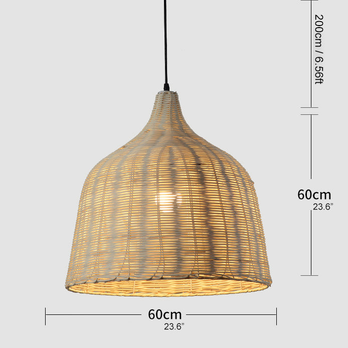 Rattan Bamboo Basket Dining Room Pendant Light