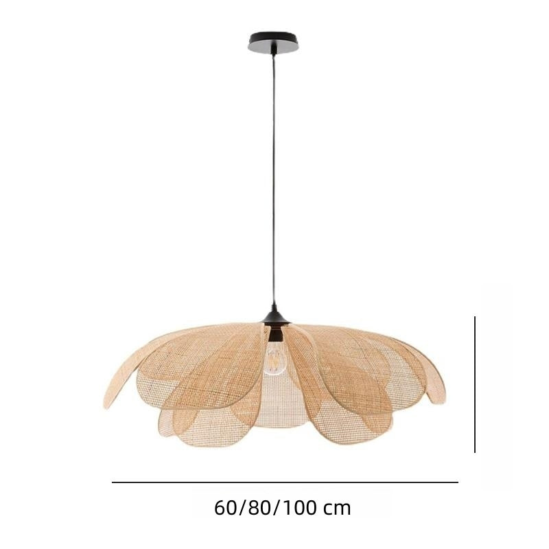 Rattan Petal Rustic Wicker Pendant Light