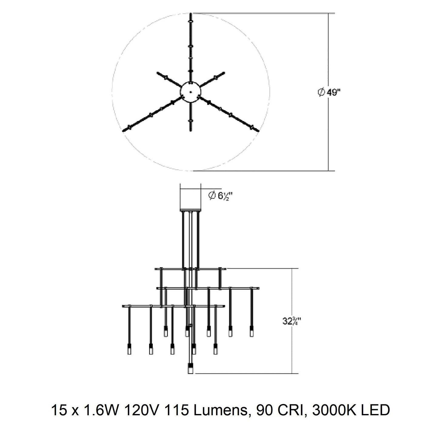 Suspenders Tri-Bar 36 inch Multi Light Pendant Light