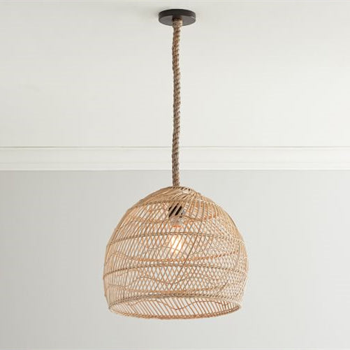 Handmade Hemp Rope Hanging Ceiling Lights Rattan Kitchen Pendant Light