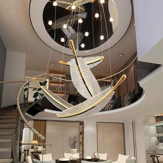 Large Crystal Staircase Creative Feather Chandelier for Lobby, Hall, Restaurant , stairwell