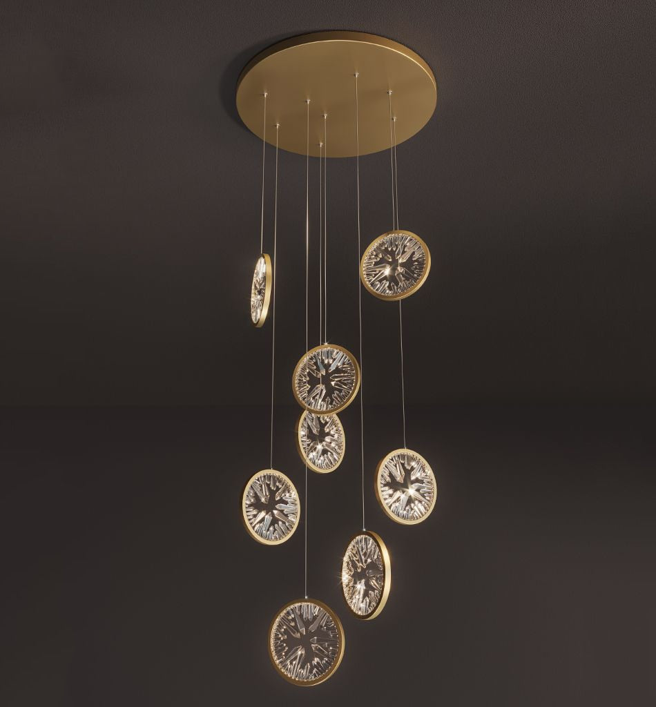 Luxury Gold Rings Crystal Chandelier For Staircase , stairwell