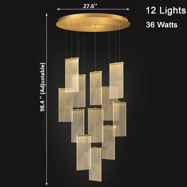 Luxury modern LED chandelier for staircase, lobby, living room, stairwell