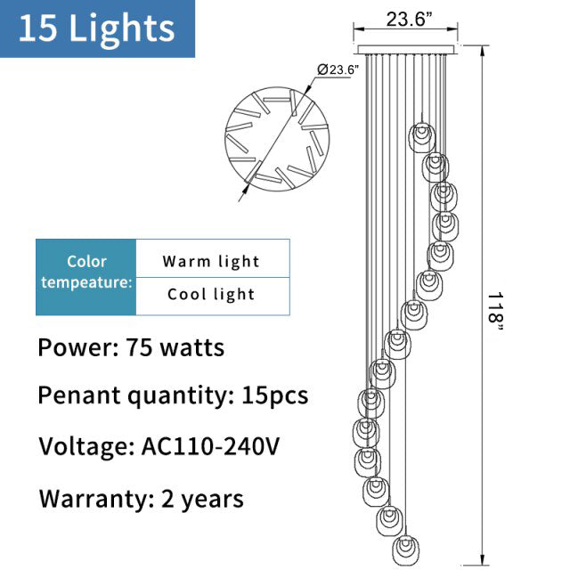 Creative LED chandelier for staircase, lobby, bedroom, stairwell