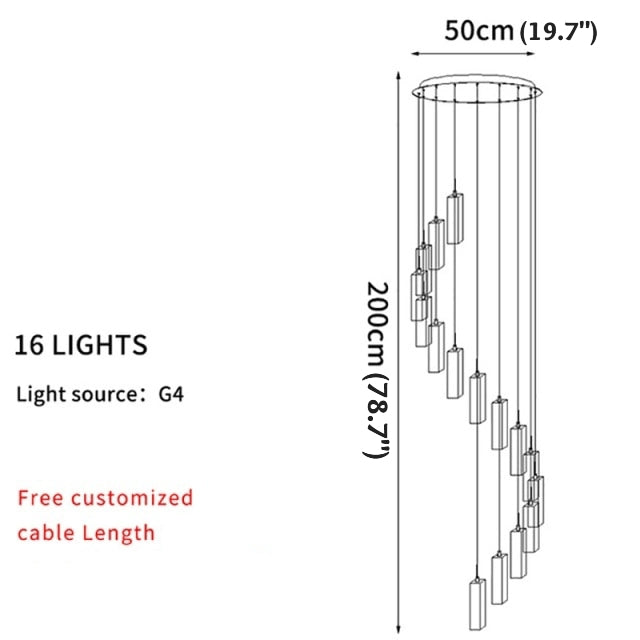 Staircase Pendant Crystal Long Light Fixture for Home Decor , stairwell