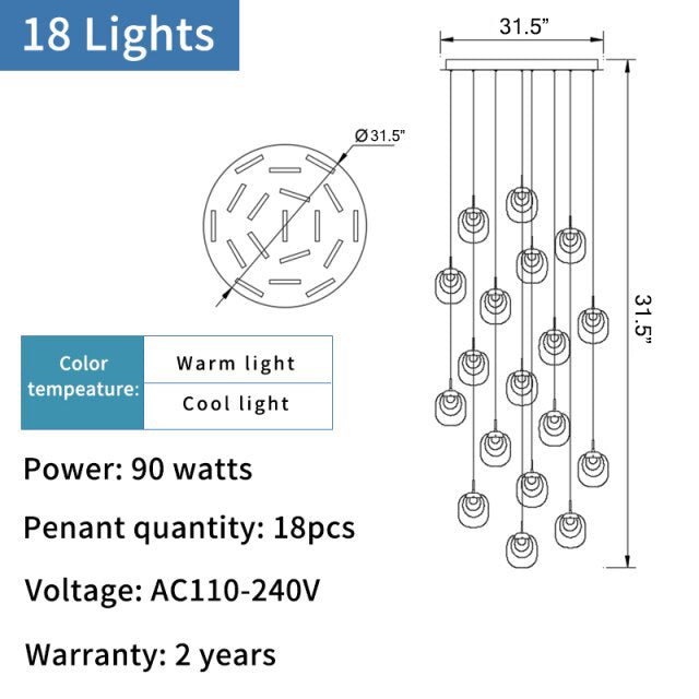 Creative LED chandelier for staircase, lobby, bedroom, stairwell