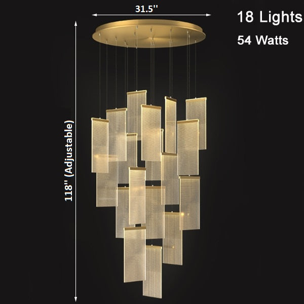 Luxury modern LED chandelier for staircase, lobby, living room, stairwell