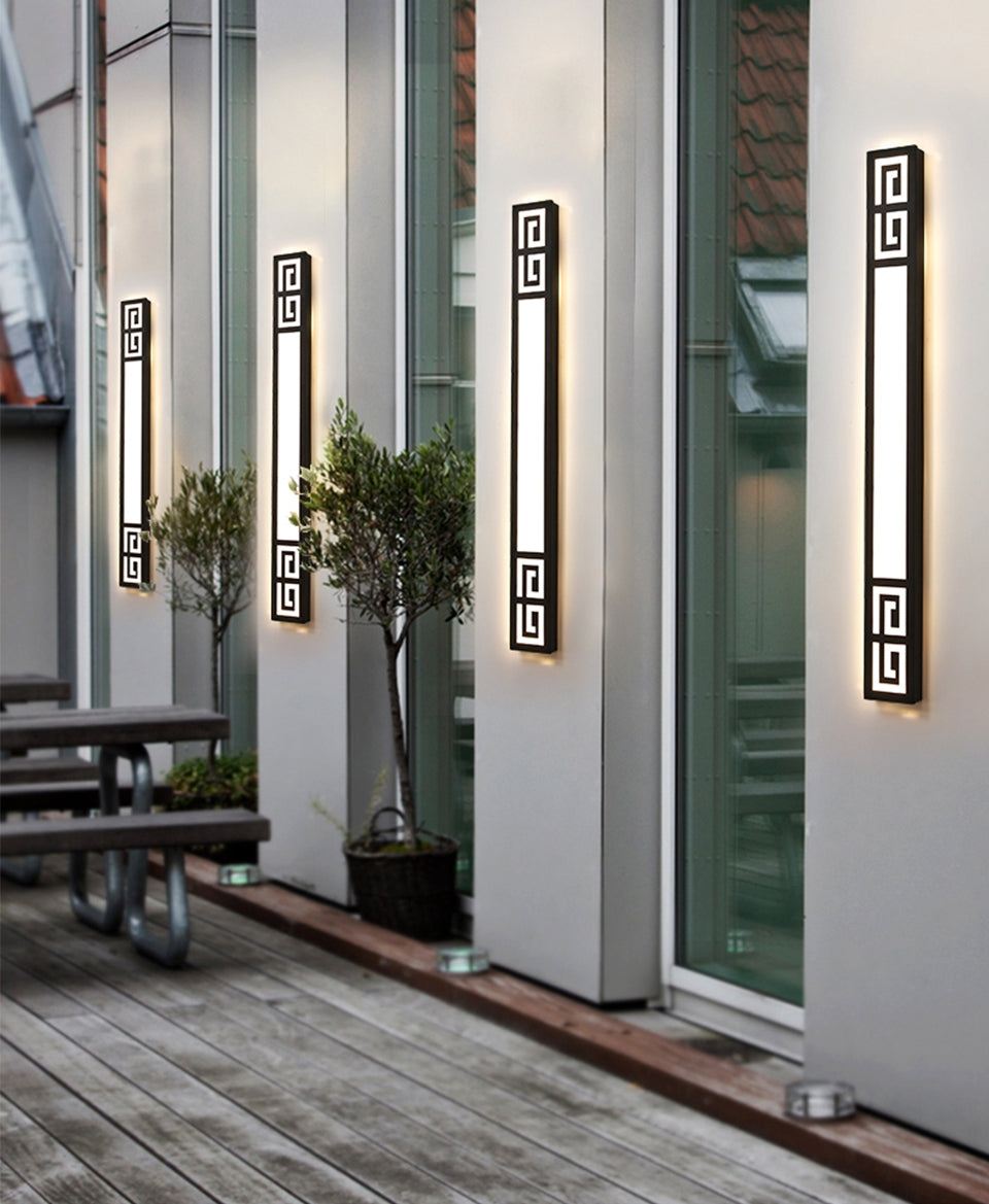 Outdoor Black Waterproof Long LED Wall light For Garden, Villa, Balcony